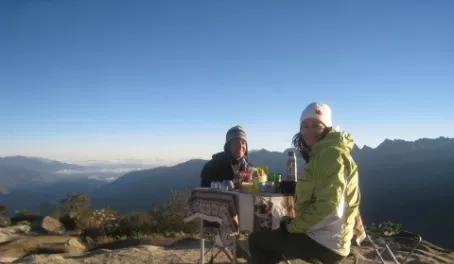 Breakfast at the top of the Inca Trail