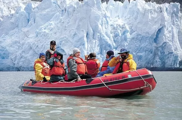 Zodiac excursion to the face of an Alaska glacier