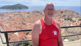 My dad with the Old Town Dubrovnik city in the background.