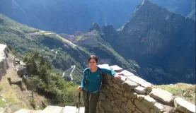 At the sun gate with Machu Picchu in the background