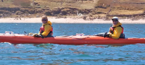 Peggy and Robin kayaking Lake Titicaca