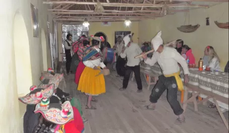 People of Ticonata Island performing a traditional dance
