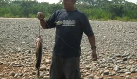 Catching a fish in Bolivia