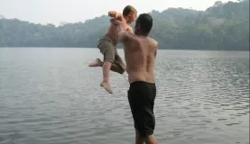 Goofing around while staying at Chalalan Ecolodge