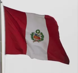 The Peruvian flag is very distinctive.