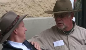 New friends sharing ideas in cool hats. 