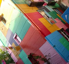 Brightly colored buildings line the streets of Buenos Aires