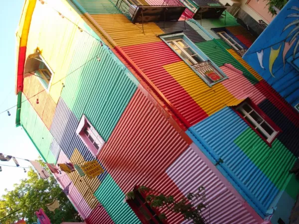 Brightly colored buildings line the streets of Buenos Aires