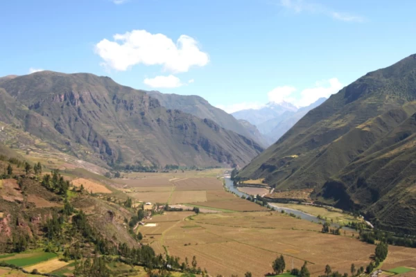 View the farmland of the Sacred Valley during your travels to Peru