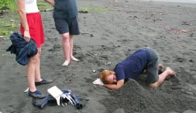 Turtle research: Alvaro excavates a nest