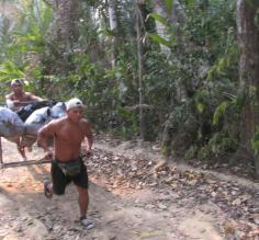 Sandoval Lake staff running with the luggage