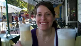 Enjoying our very first pisco sour!