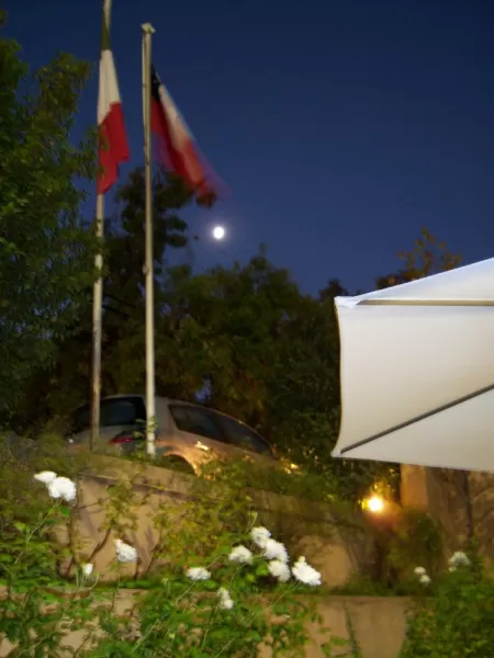 Our patio at Hotel Bonaparte. We sat out there every night