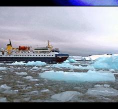 The M/V Sarpik Ittuk among the ice floes.