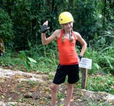 Gabs is ready to do a little tree climbing at Selva Bananito