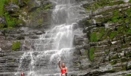 Gabs at the Morpho Waterfall