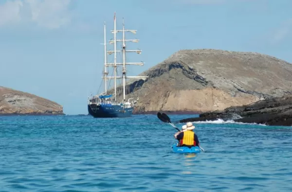 Tandem kayaks explore the Galapagos islands