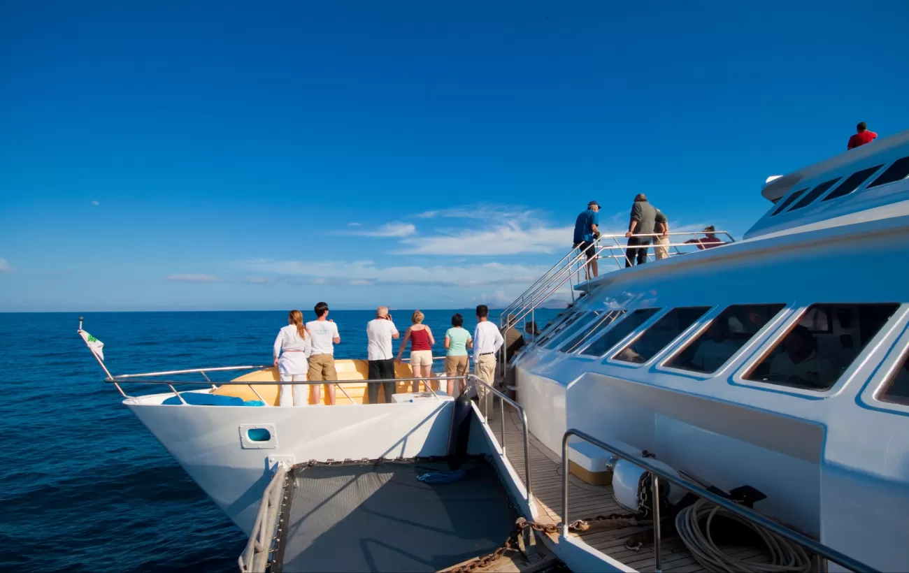 The observation deck offers panoramic views of the Galapagos
