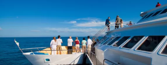 The observation deck offers panoramic views of the Galapagos