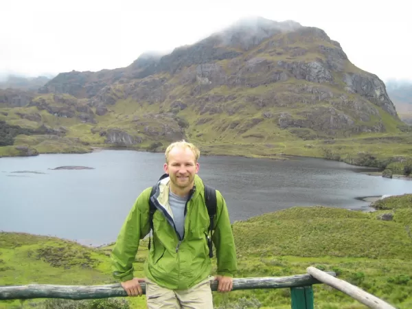 Hiker in Cajas National Park during an Ecuador vacation