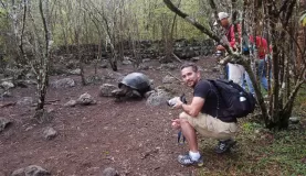 getting up  close and personal with a tortoise. they were awesome creatures.