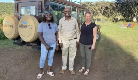 Joyce, Charles and I on safari in Ngorongoro
