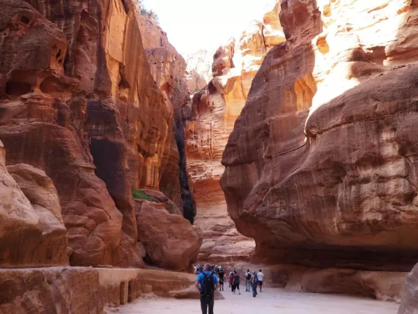 The narrow passage (Siq) to Petra