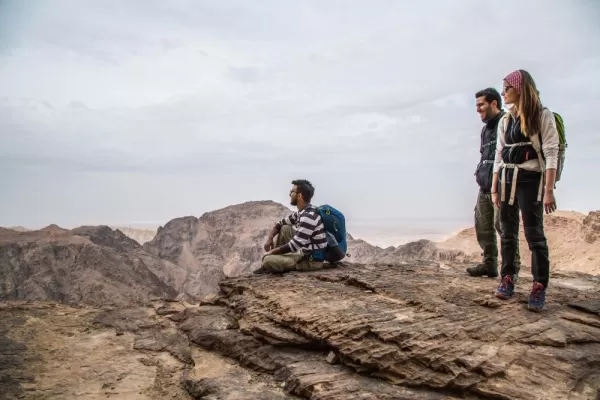 Hikers in the remote area of Jordan
