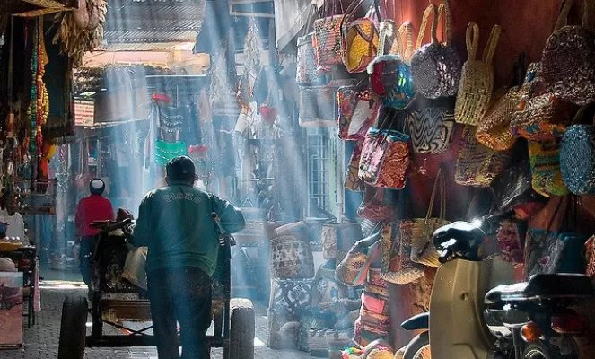 Shop in traditional souk markets in Morocco