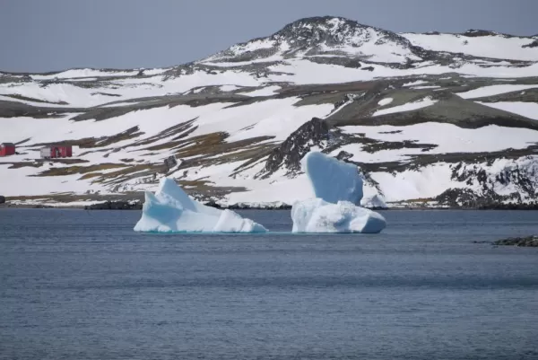 Blue icebergs near King George Island