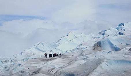 Glacier Trek way up there - waving