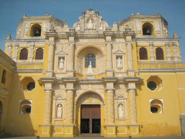Visiting a colonial cathedral on Antigua tour in Guatemala