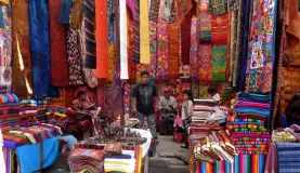 Textiles at a local market in Guatemala