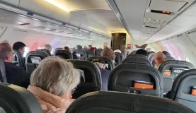 Inside the charter flight to King George Island