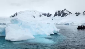 Large ice formations in Antarctica. Don't get too close, they can roll!