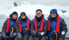 A lovely family on board with us in Antarctica.