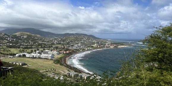 City of Basseterre and Frigate Bay from the Timothy Hill viewpoint in St. Kitts.