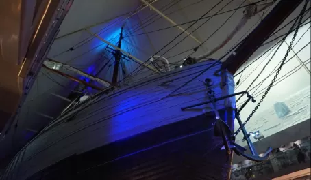 The expedition ship Fram on a display in a museum in Oslo, Norway.