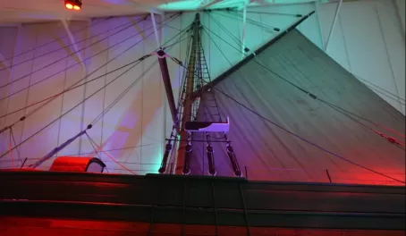 The expedition ship Fram on display in a museum in Oslo, Norway