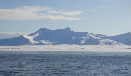 Snow-covered landscape of Svalbard.