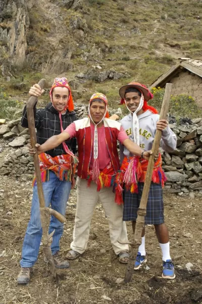 Traditional Huilloc villagers with tourists