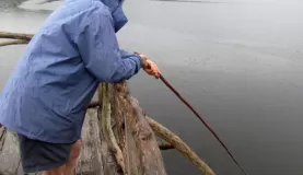 Helen fishing for piranha