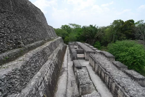 On  our way to the top of Pyramid in Xunantunich