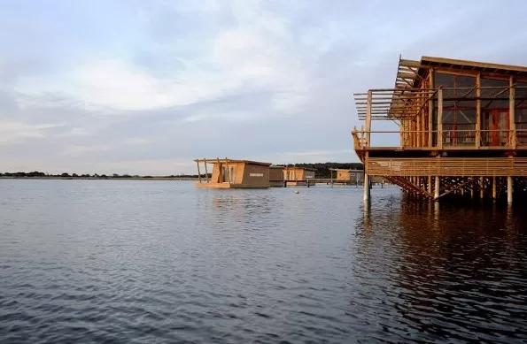Cabins are set apart on the lagoon