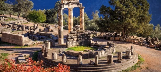 Ruins Athina Pronaia temple in Ancient Delphi