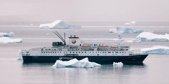 Ocean Endeavour cruising the Antarctic waters