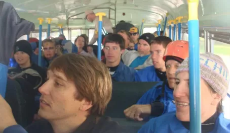 Receiving orientation on the bus ride