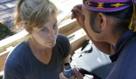 Getting my face painted by Simon