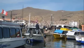 Tourist boats waiting to leave the port