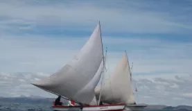 Sail boats on Lake Titicaca
